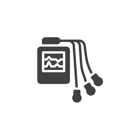 Heart Cardiogram machine vector icon. filled flat sign for mobile concept and web design. ECG machine display glyph icon. Symbol, logo illustration. Vector graphicsのイラスト素材