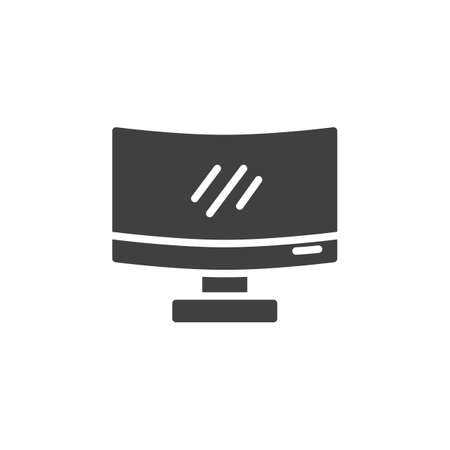 Curved TV screen vector icon. filled flat sign for mobile concept and web design. curved widescreen lcd glyph icon. Symbol, logo illustration. tv monitor vector graphicsのイラスト素材