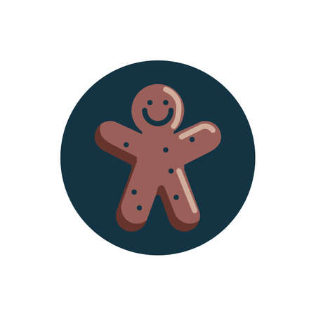 Cookie man flat icon. Round colorful button, Gingerbread circular vector sign. Flat style designのイラスト素材