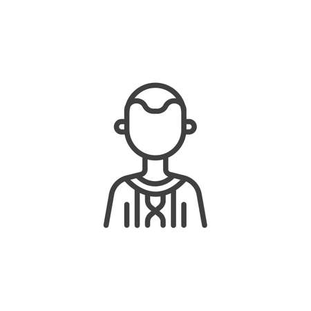 Country boy avatar line icon. Male user linear style sign for mobile concept and web design. Faceless man portrait outline vector icon.のイラスト素材
