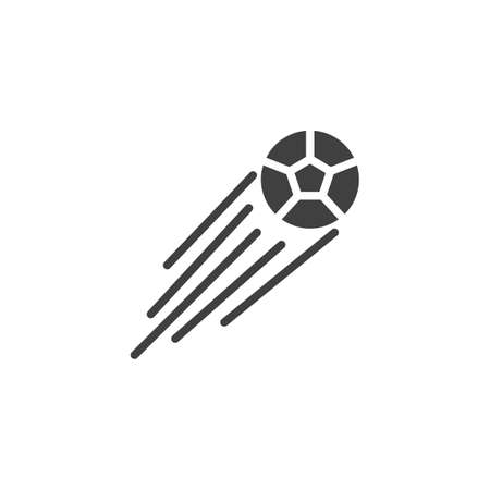 Flying soccer ball vector icon. filled flat sign for mobile concept and web design. Flying football ball glyph icon. Symbol,   illustration. Vector graphicsのイラスト素材