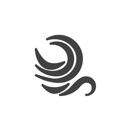 Wind blow vector icon. filled flat sign for mobile concept and web design. Wind, weather glyph icon. Symbol,   illustration. Vector graphicsのイラスト素材