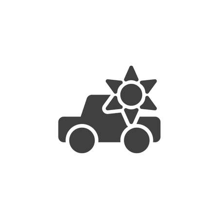 Car heating temperature vector icon. Automobile and sun filled flat sign for mobile concept and web design. Car climate control glyph icon. Symbol,   illustration. Vector graphicsのイラスト素材