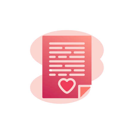 Romantic message flat icon, vector sign, Love letter with heart colorful pictogram isolated on white. Valentine day card symbol, logo illustration. Flat style designのイラスト素材
