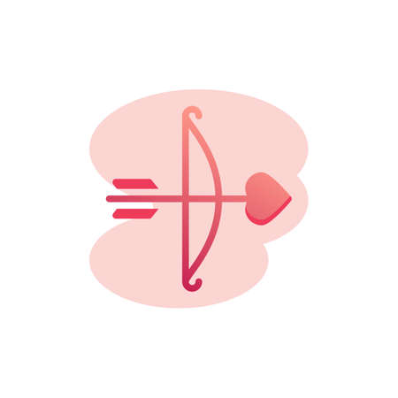 Cupid bow with arrow flat icon, vector sign, Bow and arrow heart colorful pictogram isolated on white. Valentine day symbol. Flat style designのイラスト素材