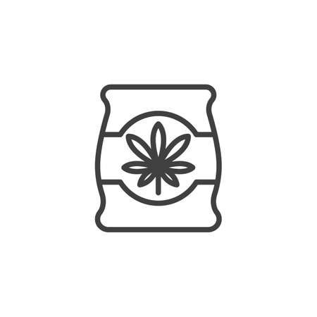 Cannabis package line icon. linear style sign for mobile concept and web design. Marijuana pack outline vector icon. Symbol, logo illustration. Vector graphicsのイラスト素材