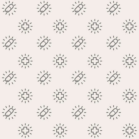Medical seamless pattern. Medicine icons pattern background with pills and medical cross. Vector...
