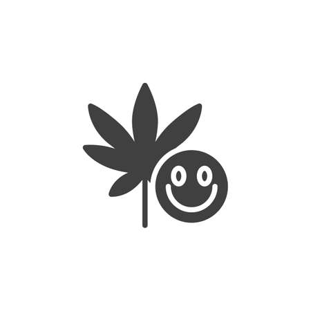 Marijuana leaf and ecstasy pill vector icon. filled flat sign for mobile concept and web design. Medical cannabis and lsd drug glyph icon. Symbol, logo illustration. Vector graphicsのイラスト素材