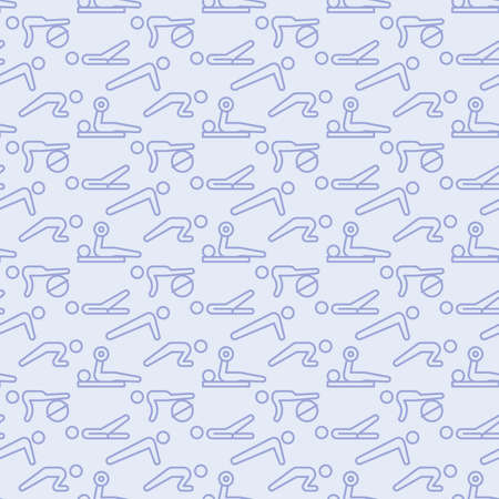 Seamless gym and fitness pattern. Sport exercise icons pattern background. Vector graphicsのイラスト素材