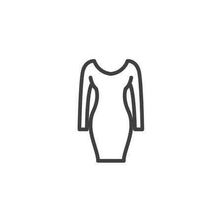 Womens dress with long sleeves line icon. linear style sign for mobile concept and web design. Elegant evening dress outline vector icon. Symbol, logo illustration. Vector graphicsのイラスト素材