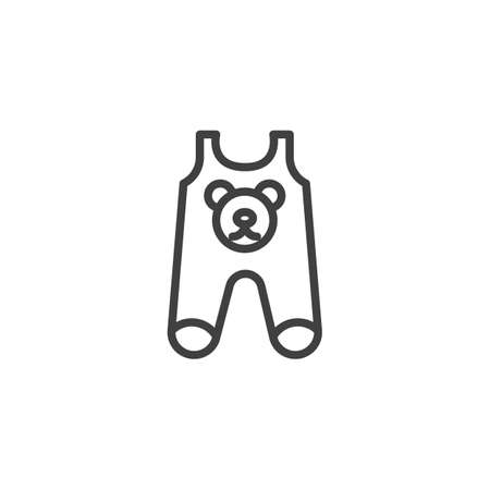 Infant baby romper with bear line icon. linear style sign for mobile concept and web design. Baby bodysuit clothes outline vector icon. Symbol, logo illustration. Vector graphicsのイラスト素材