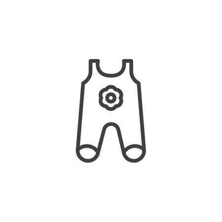 Infant baby romper with flower line icon. linear style sign for mobile concept and web design. Baby bodysuit clothes outline vector icon. Symbol, logo illustration. Vector graphicsのイラスト素材