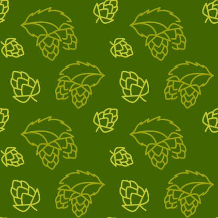 Brewery hop icons pattern. Craft beer seamless background. Seamless pattern vector illustration