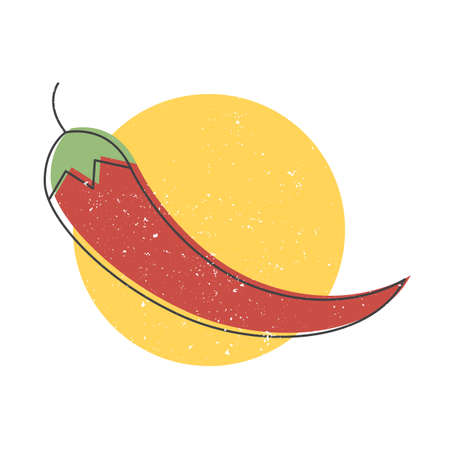 Red hot chili pepper hand drawn icon, Chili cayenne pepper colorful vector illustration for printingのイラスト素材