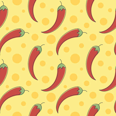 Red hot chili pepper icons pattern. Chili cayenne seamless background. Seamless pattern vector illustrationのイラスト素材