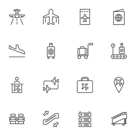 Vector of Airport line icons set. linear - ID:144193105 - Royalty Free ...