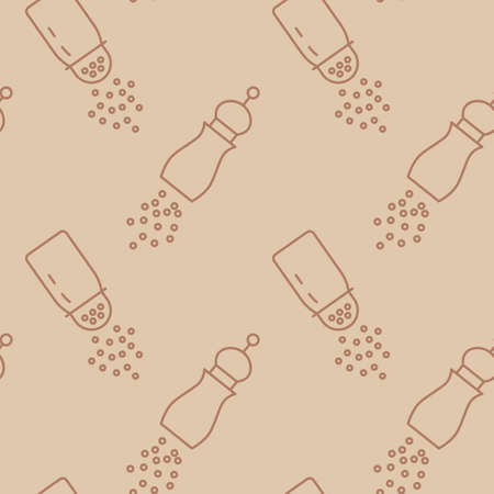 Salt and pepper shaker icons pattern. Condiment bottles seamless background. Seamless pattern vector illustrationのイラスト素材