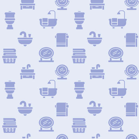 Bathroom accessories icons pattern. Bathroom interior seamless background. Seamless pattern vector illustrationのイラスト素材