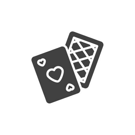 Casino playing cards vector icon. filled flat sign for mobile concept and web design. Heart ace playing card glyph icon. Symbol, illustration. Vector graphicsのイラスト素材