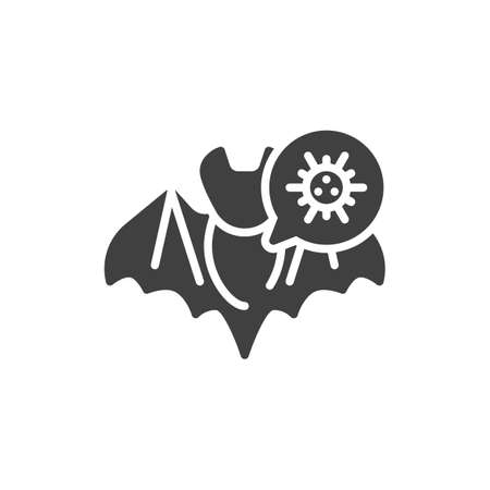 Coronavirus bat icon. filled flat sign for mobile concept and web design. Bat with coronavirus cell glyph icon. Symbolのイラスト素材