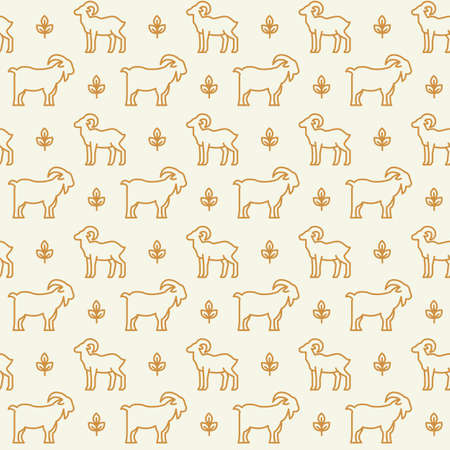 Farm animals icons pattern. Farming, livestock seamless background. Seamless pattern vector illustrationのイラスト素材