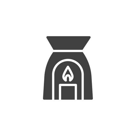Lantern with candle vector icon. filled flat sign for mobile concept and web design. Aromatherapy candle glyph icon. Symbol, logo illustration. Vector graphicsのイラスト素材