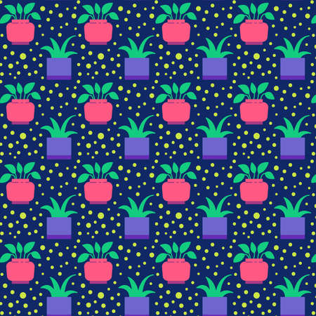 Flowers and plant icons pattern. Floral seamless background. Seamless pattern vector illustrationのイラスト素材