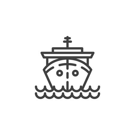 Cruise ship line icon. linear style sign for mobile concept and web design. Ship on waves outline vector icon. Cruise travel symbol illustration. Vector graphicsのイラスト素材