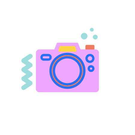Photo camera flat icon, vector sign, colorful pictogram isolated on white. Symbol, logo illustration. Flat style designのイラスト素材