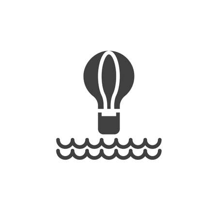 Hot air balloons over the sea icon. filled flat sign for mobile concept and web design. Hot air balloon travel glyph icon.のイラスト素材