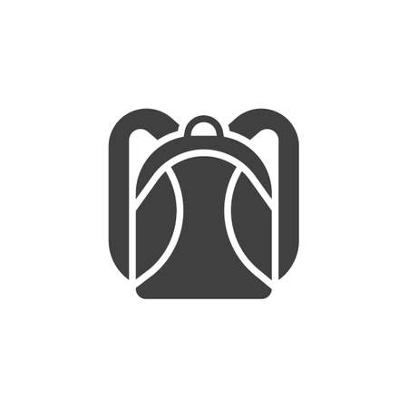 School bag vector icon. filled flat sign for mobile concept and web design. Backpack, rucksack glyph icon. Symbol, logo illustration. Vector graphicsのイラスト素材