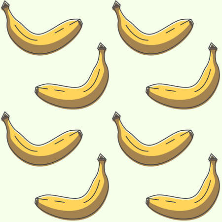 Fresh banana icons pattern. Yellow bananas seamless background. Seamless pattern vector illustrationのイラスト素材