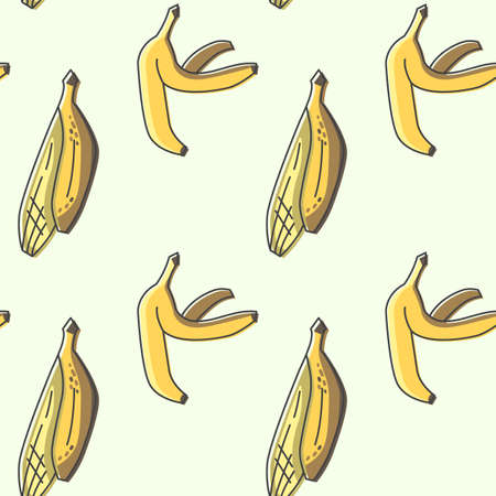 Bananas peel icons pattern. Yellow bananas seamless background. Seamless pattern vector illustrationのイラスト素材