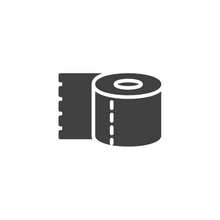 Toilet Paper Roll vector icon. filled flat sign for mobile concept and web design. Paper towel glyph icon. Symbol, logo illustration. Vector graphicsのイラスト素材