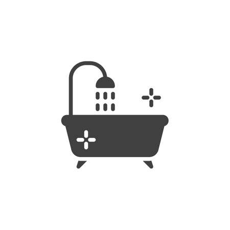 Bathroom bath vector icon. filled flat sign for mobile concept and web design. Bathtub shower glyph icon. Symbol, logo illustration. Vector graphicsのイラスト素材