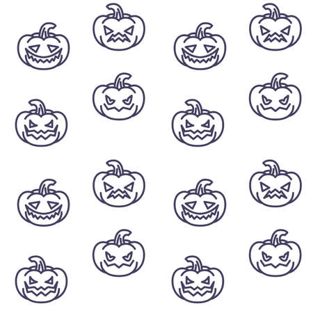 Pumpkin emoticon icons pattern. Halloween pumpkin emoji seamless background. Seamless pattern vector illustrationのイラスト素材