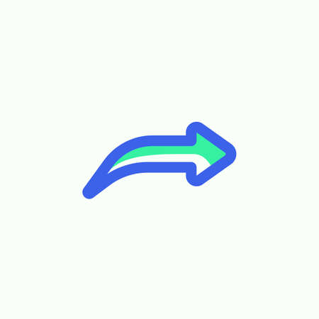 Share, next arrow icon vector, filled flat sign, forward arrow bicolor pictogram, green and blue colors.のイラスト素材