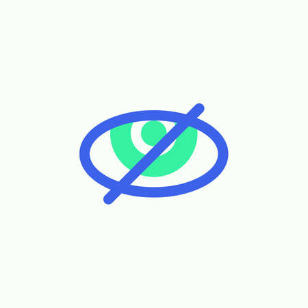 Invisible, private icon vector, filled flat sign, Do not spy, bicolor pictogram, green and blue colors.のイラスト素材