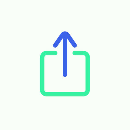 Arrow upload icon vector, filled flat sign, data upload bicolor pictogram, green and blue colors.のイラスト素材