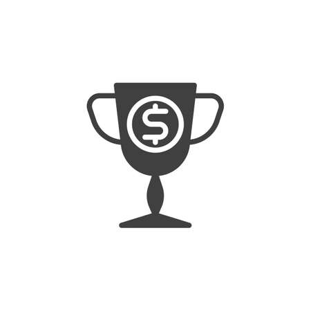 Online financial analytics vector icon. filled flat sign for mobile concept and web design. Trophy cup with dollar glyph icon. Symbol, logo illustration. Vector graphicsのイラスト素材