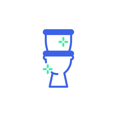 Clean toilet icon vector, filled flat sign, toilet bowl bicolor pictogram, green and blue colors. Symbol, logo illustrationのイラスト素材