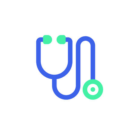 Medical stethoscope icon vector, filled flat sign, bicolor pictogram, green and blue colors. Symbol, logo illustrationのイラスト素材