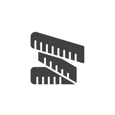 Measuring tape vector icon. filled flat sign for mobile concept and web design. Tape, measure glyph icon.  Symbol illustration. Vector graphicsのイラスト素材