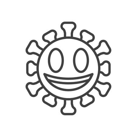 Grinning face with big eyes line icon. linear style sign for mobile concept and web design. Smiling coronavirus emoticon outline vector icon. Symbol,   illustration. Vector graphicsのイラスト素材