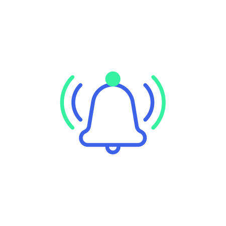 Ringing bell notification icon vector, filled flat sign, alarm bell notice bicolor pictogram, green...