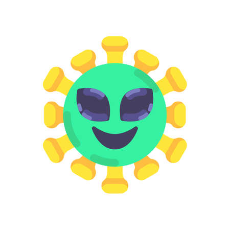 Alien coronavirus emoticon flat icon, vector sign, alien virus face colorful pictogram isolated on white. Symbol, logo illustration. Flat style designのイラスト素材