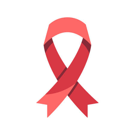 AIDS, red ribbon flat icon, vector sign, colorful pictogram isolated on white. Cancer, awareness...