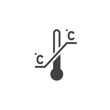 Thermometer temperature vector icon. Temperature limitation filled flat sign for mobile concept and web design. glyph icon. Packaging symbol, logo illustration. Vector graphicsのイラスト素材