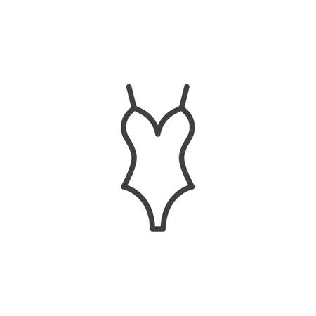 Women swimsuit line icon. linear style sign for mobile concept and web design. Swimsuit front view outline vector icon. Symbol, logo illustration. Vector graphicsのイラスト素材