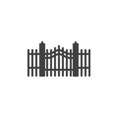Cemetery gate vector icon. filled flat sign for mobile concept and web design. Entrance gate glyph icon. Symbol, logo illustration. Vector graphicsのイラスト素材
